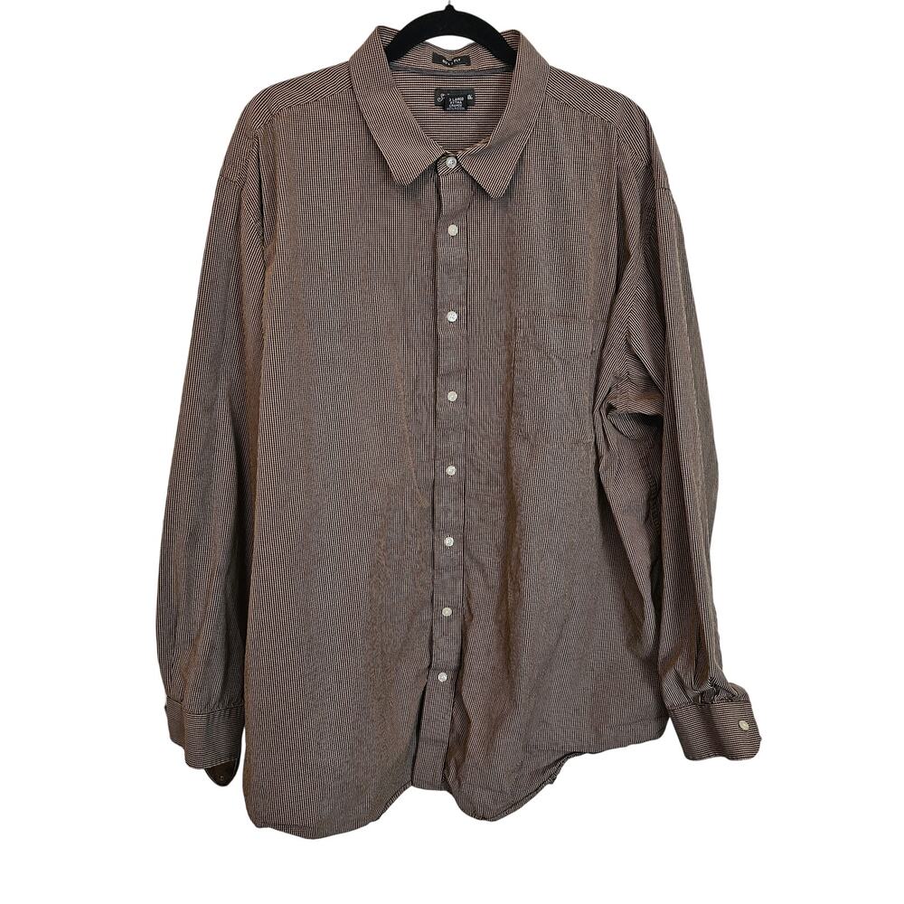 St. John's Bay Men's Button-Up Shirt – Size 3XL Tall – Brown & Tan Check